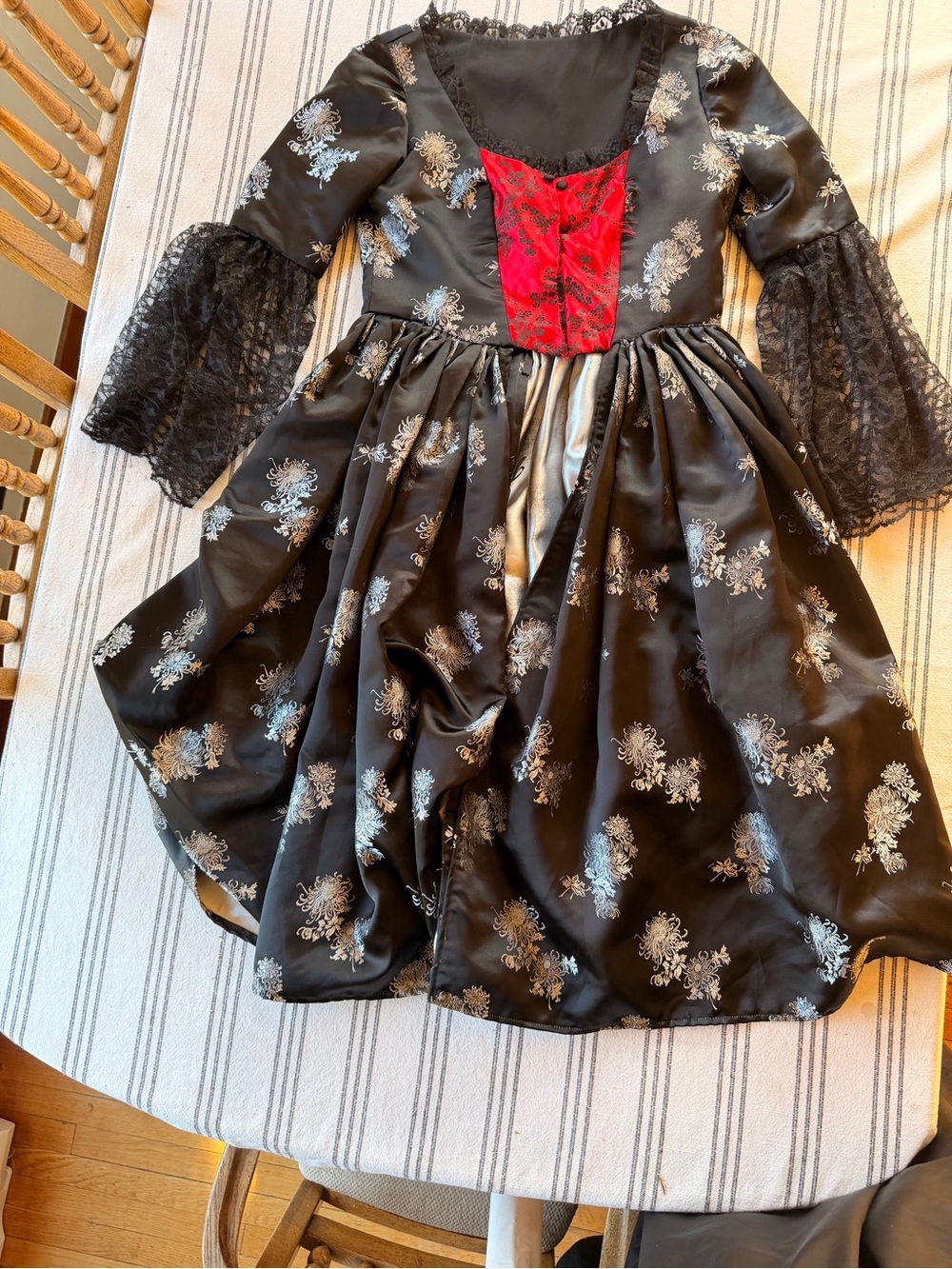 Womens Gorgeous Black and Red Gothic Lace Handmade topcoat and skirt set.